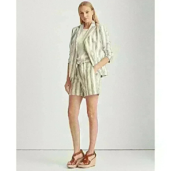 NEW Lauren Ralph Lauren Women’s 12 Striped Linen Twill Blazer NWT $265 - Picture 3 of 4